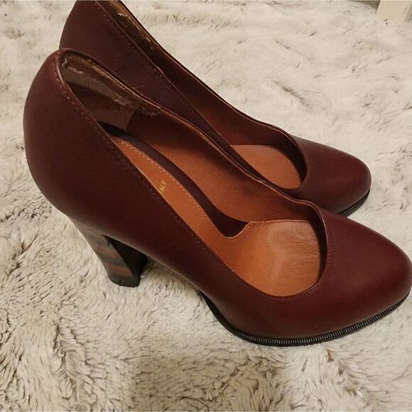 FENDI BLOCK HEEL BROWN LEATHER HEELS SIZE 37 6.5 - Picture 2 of 11